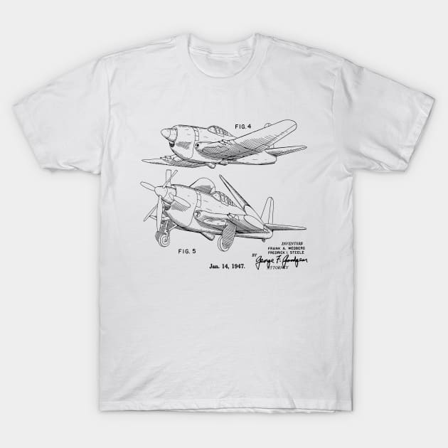 Airplane Folding Wing Patent Image 1947 T-Shirt by MadebyDesign